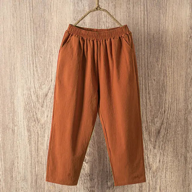 Pantalones de Algodón y Lino Casual Lucyever para Mujeres
