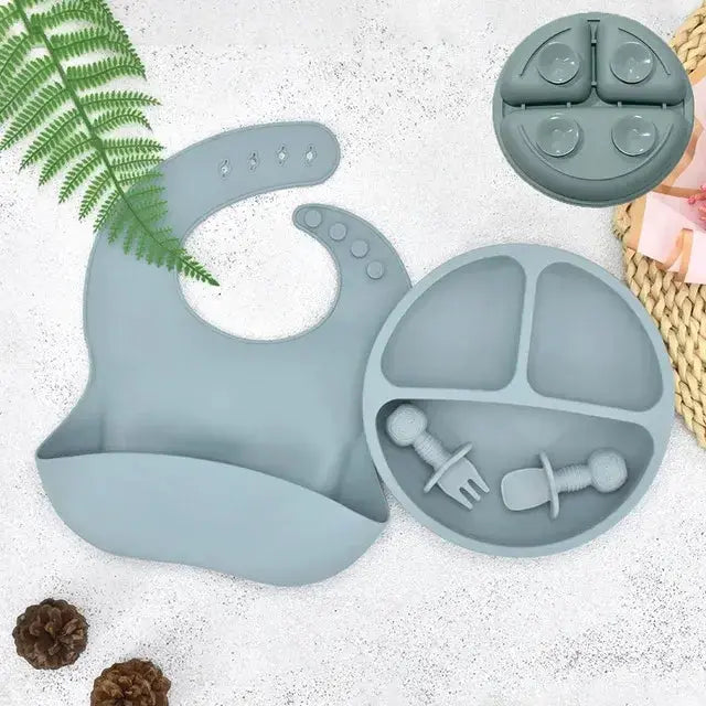 Ensemble de Assiette en Silicone pour Bébé Premium pour une Alimentation Sûre