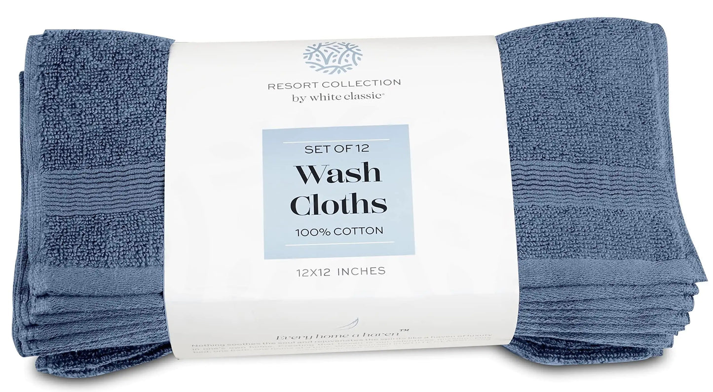 Ensemble de Gants de Toilette Doux de la Collection Resort - Pack de 12 Luxe Bleu