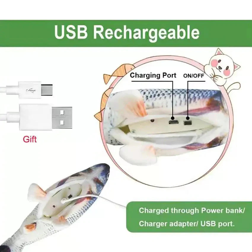 Jouet interactif pour chats avec chargeur USB - Poisson