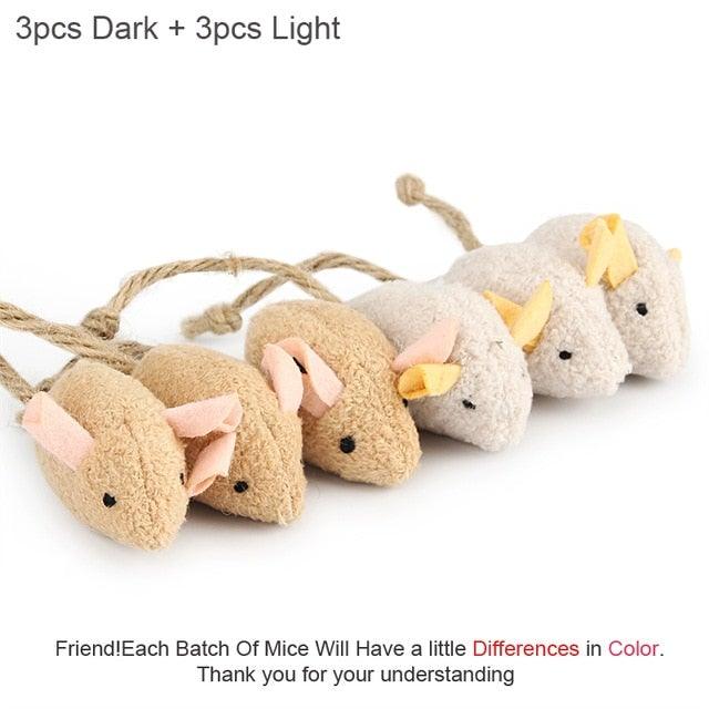 Ensemble de jouets en peluche en forme de souris avec herbe à chat - 6 pièces