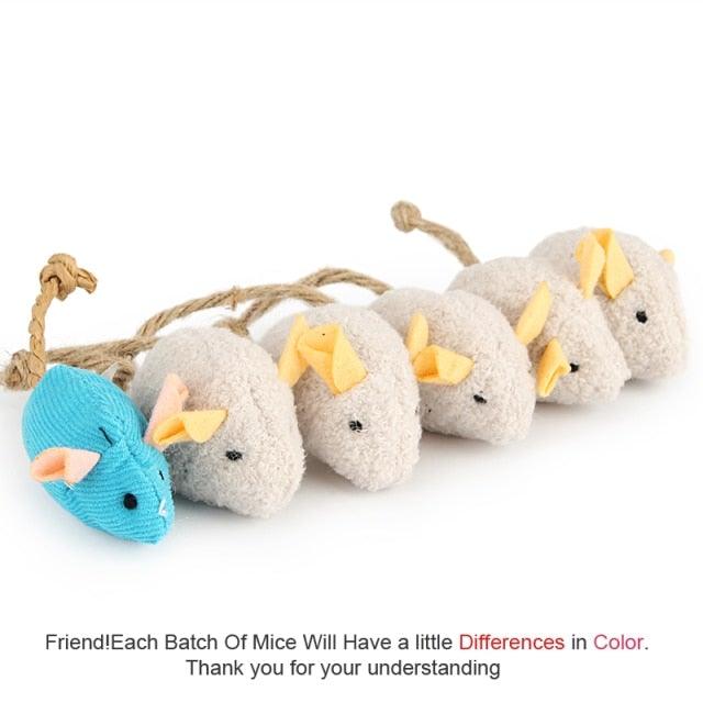 Ensemble de jouets en peluche en forme de souris avec herbe à chat - 6 pièces