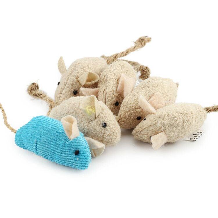 Ensemble de jouets en peluche en forme de souris avec herbe à chat - 6 pièces