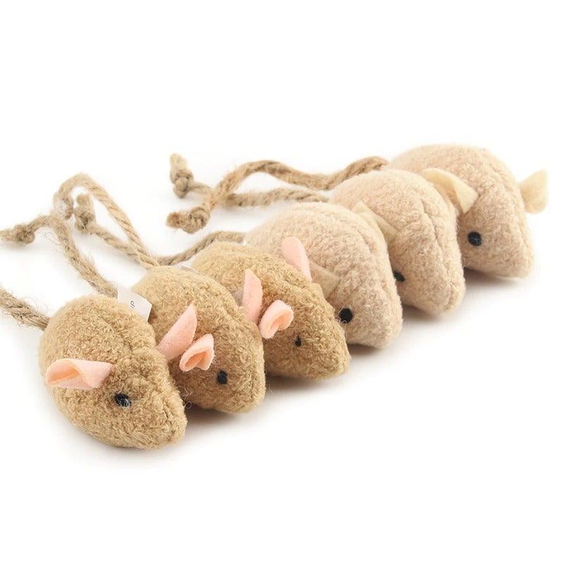 Ensemble de jouets en peluche en forme de souris avec herbe à chat - 6 pièces