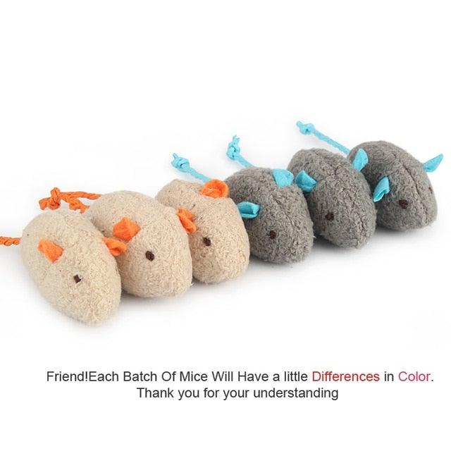 Ensemble de jouets en peluche en forme de souris avec herbe à chat - 6 pièces