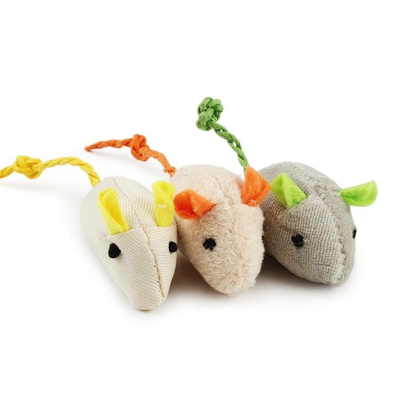 Ensemble de jouets en peluche en forme de souris avec herbe à chat - 6 pièces