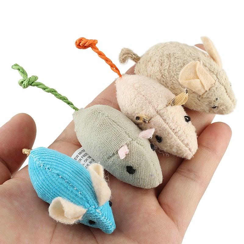 Ensemble de jouets en peluche en forme de souris avec herbe à chat - 6 pièces