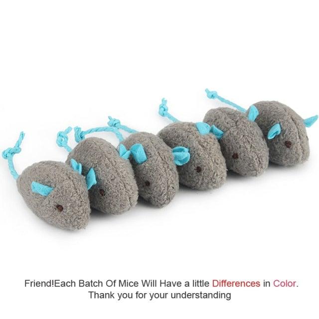 Ensemble de jouets en peluche en forme de souris avec herbe à chat - 6 pièces