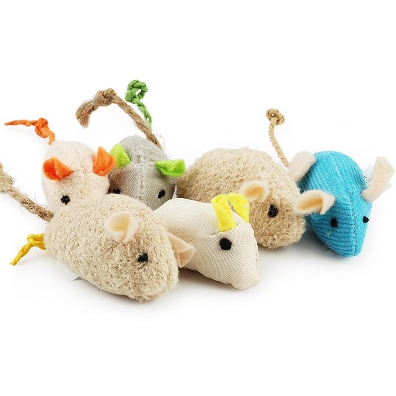 Ensemble de jouets en peluche en forme de souris avec herbe à chat - 6 pièces