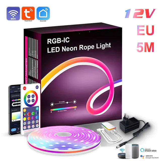 Barre lumineuse néon LED RGB avec WiFi et contrôle vocal