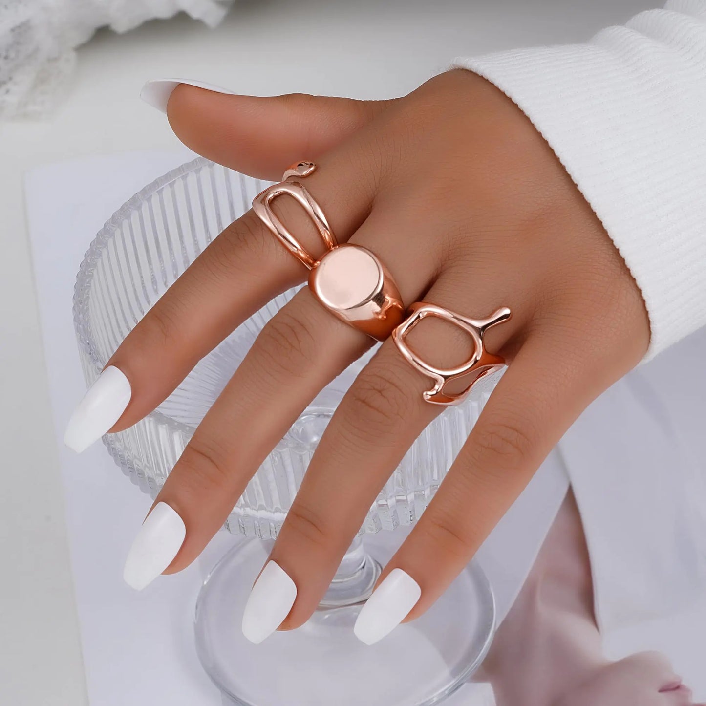 Ensemble de 12 bagues empilables en or FAXHION pour femmes