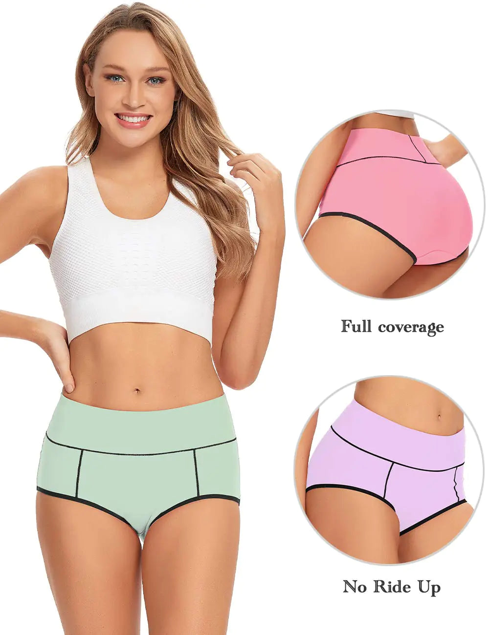 POKARLA Women's High Waist Full Coverage Briefs - 5 Pack