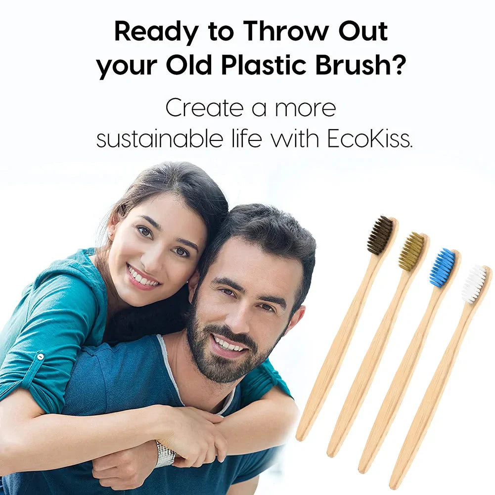 Brosse à dents en bambou naturel avec poils doux