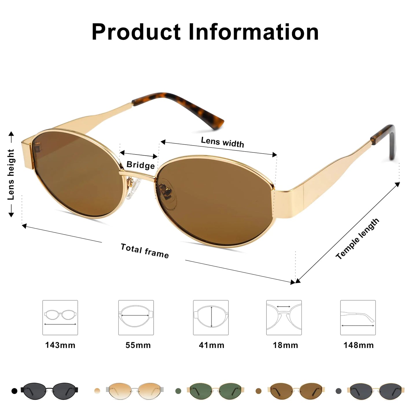Lunettes de soleil ovales rétro SOJOS - Protection classique UV400