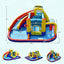 Toboggan aquatique gonflable 7-en-1 avec piscine à éclaboussures et souffleur d'air