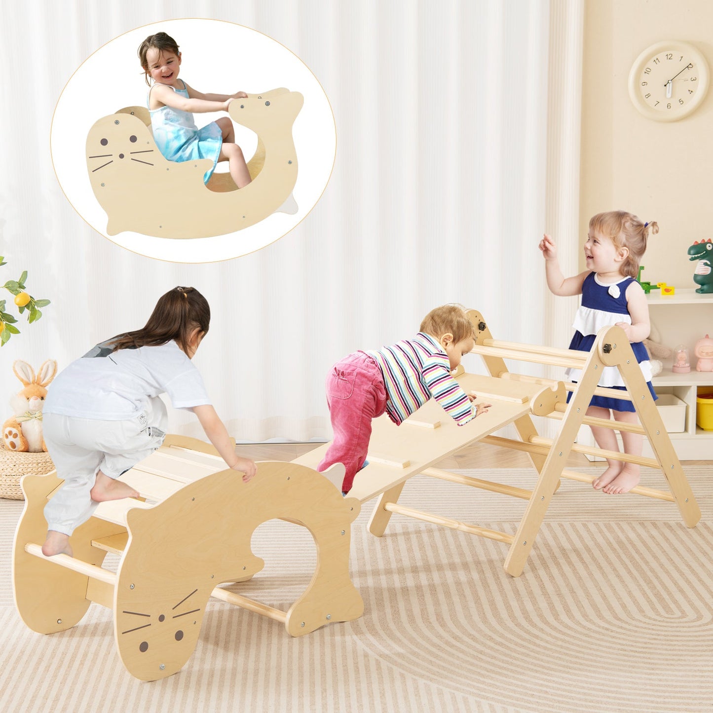 7-in-1 Indoor Climbing Toys for Toddlers with Reversible Ramp