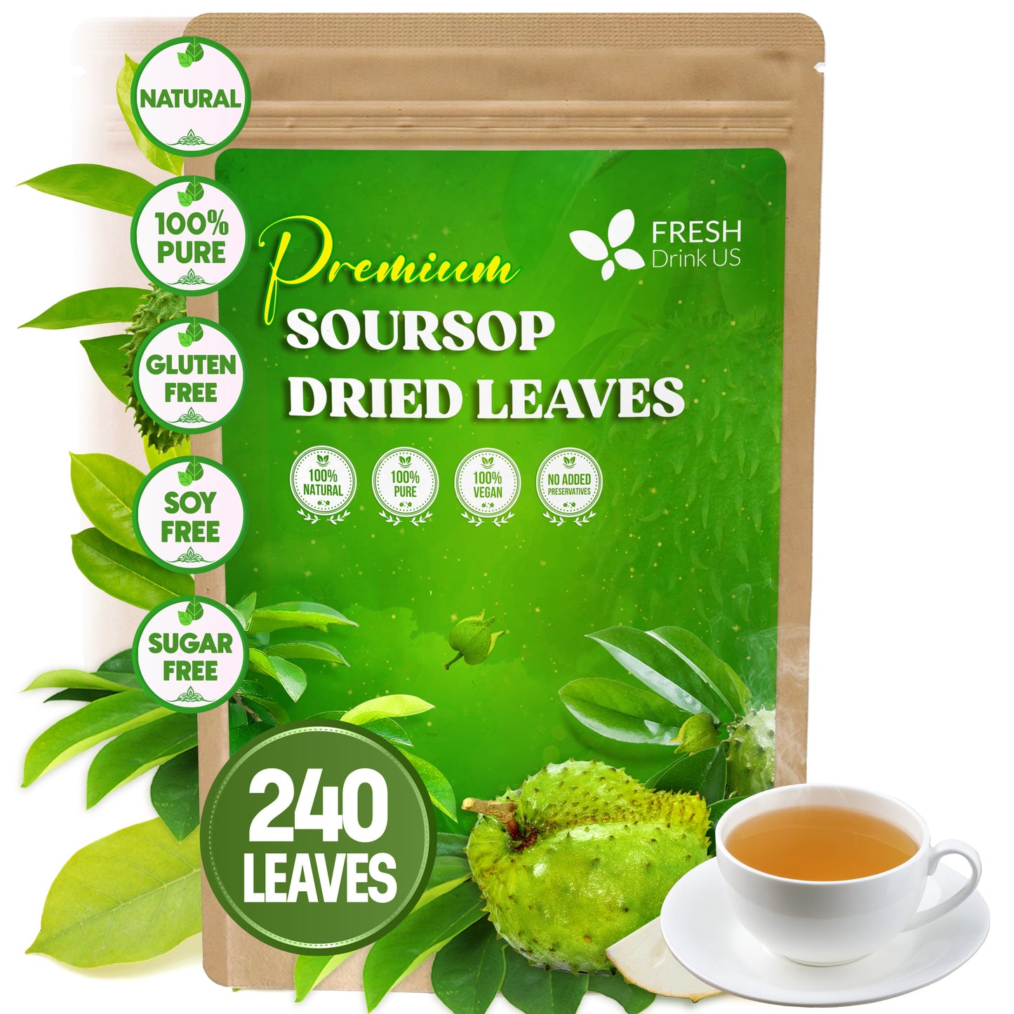 Premium Soursop Leaves Tea bags, Dried Soursop Leaves, Soursop Leaf Powder, Guanabana Leaves Tea, Hoja Guanabana Tea - Korvel