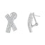 14K White Gold Diamond X-Shaped Omega Back Stud Earrings