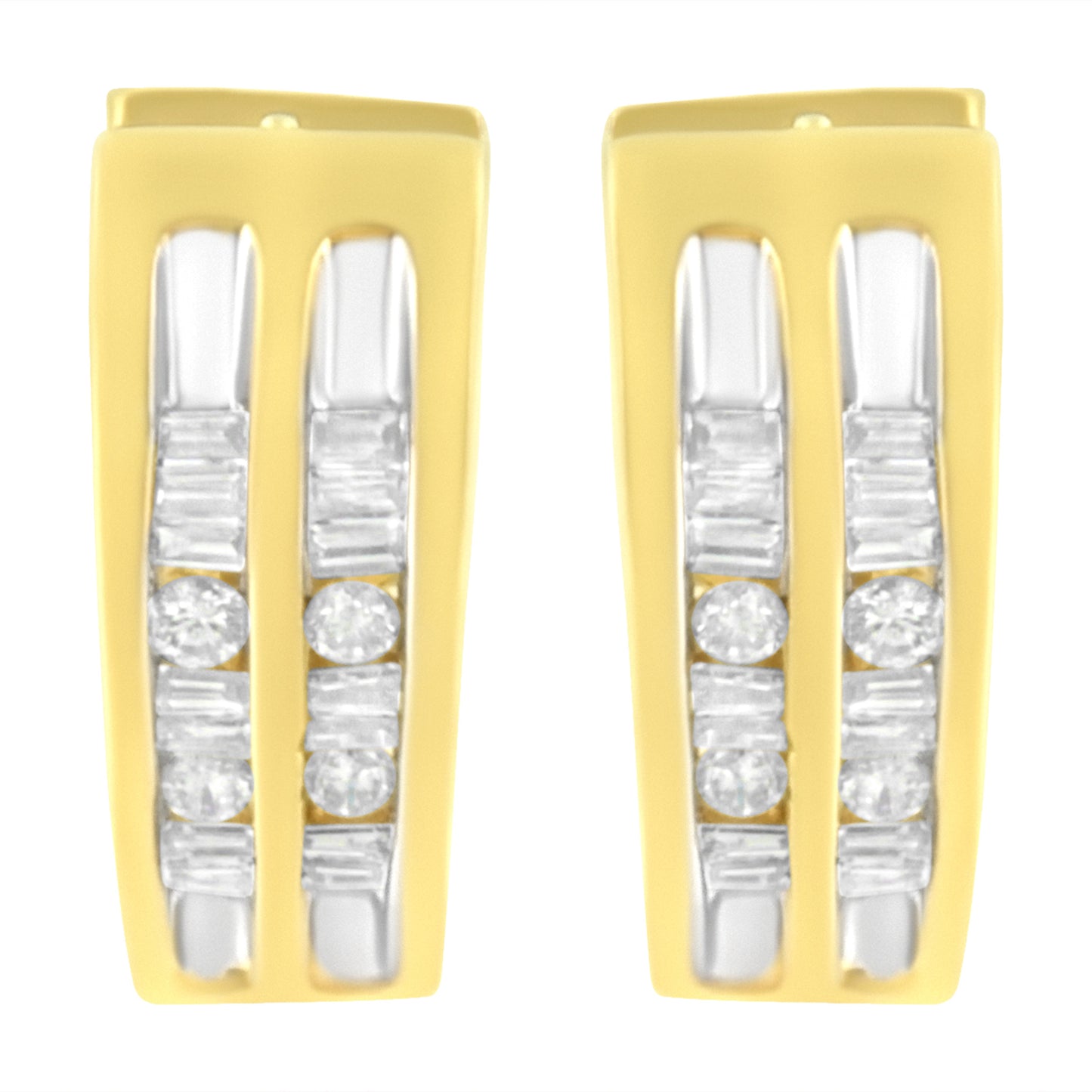 Boucles d'oreilles créoles en cœur en or jaune 10K avec diamants