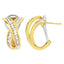 14K Yellow and White Gold Diamond Hoop Earrings