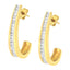 10K Yellow Gold Channel Set Diamond J-Hoop Earrings