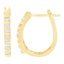10K Yellow Gold Diamond Oblong Hoop Earrings