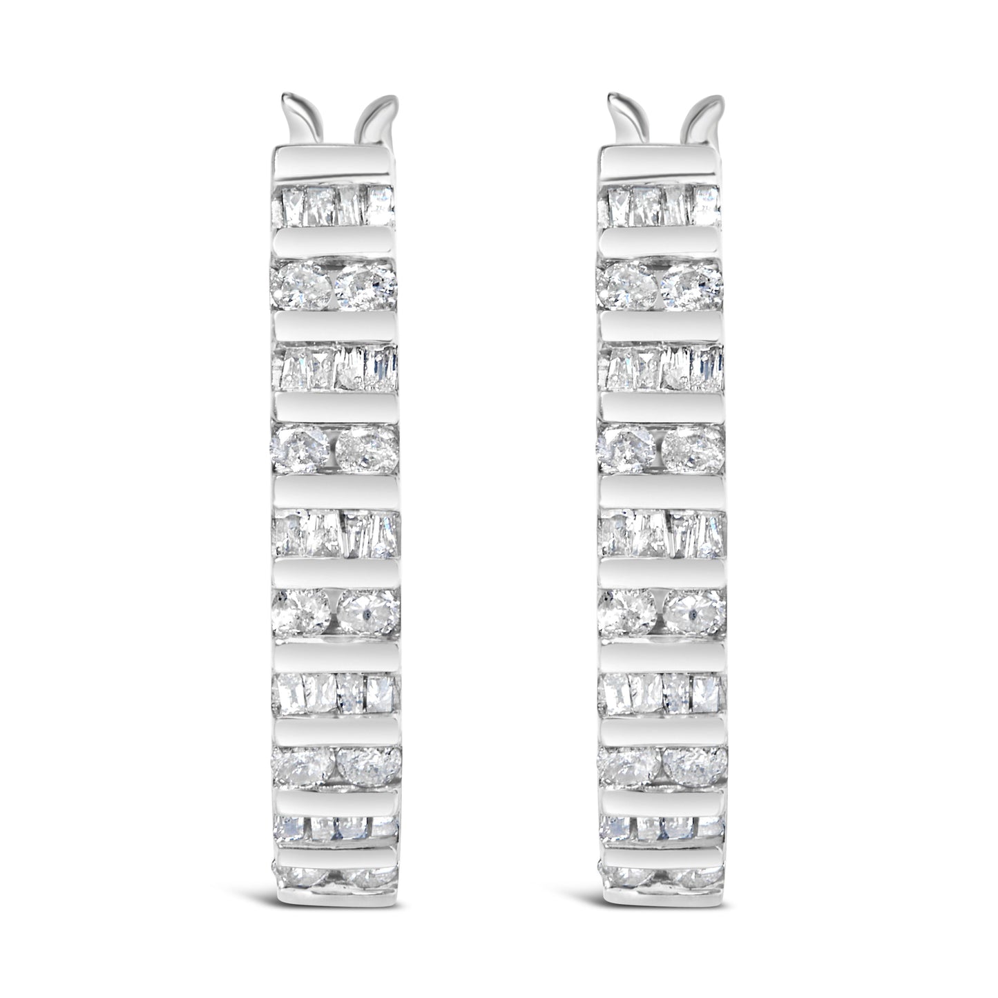 Pendientes U de Oro Blanco de 10K con Diamantes de 1.0 Cttw