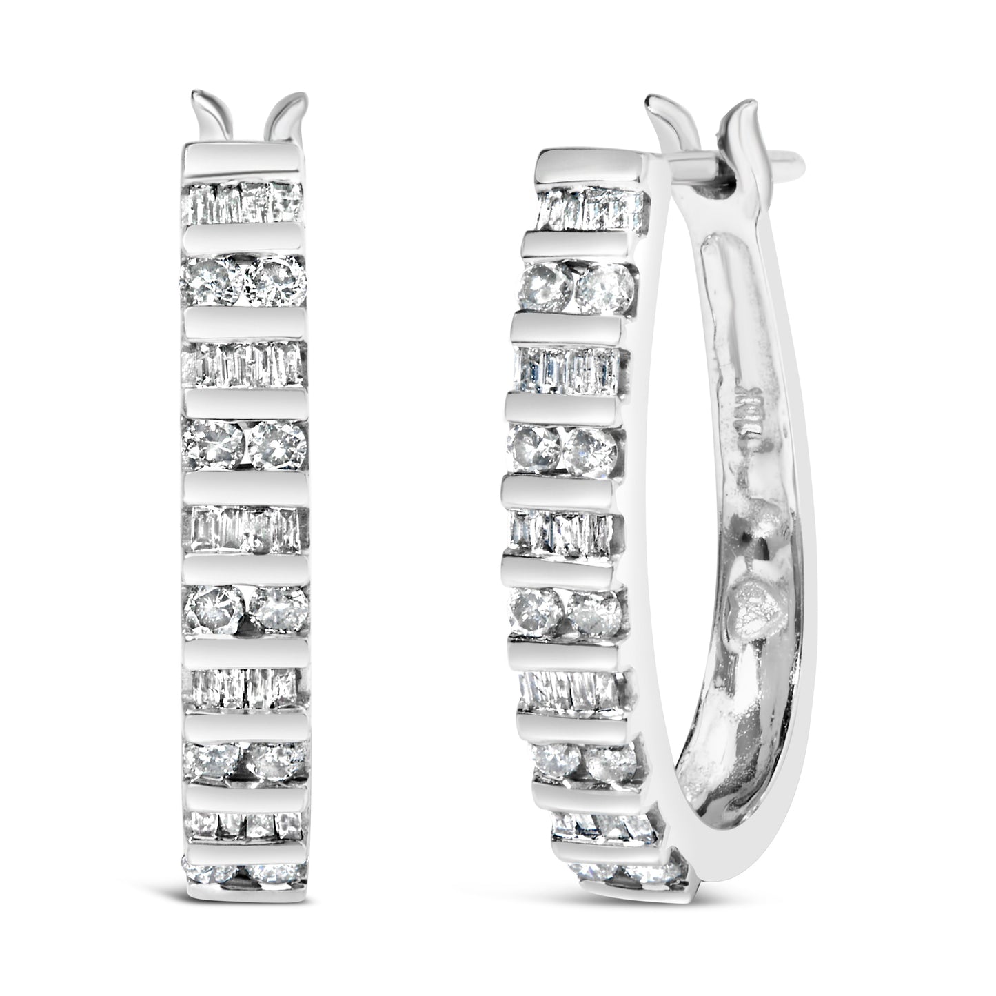 Pendientes U de Oro Blanco de 10K con Diamantes de 1.0 Cttw