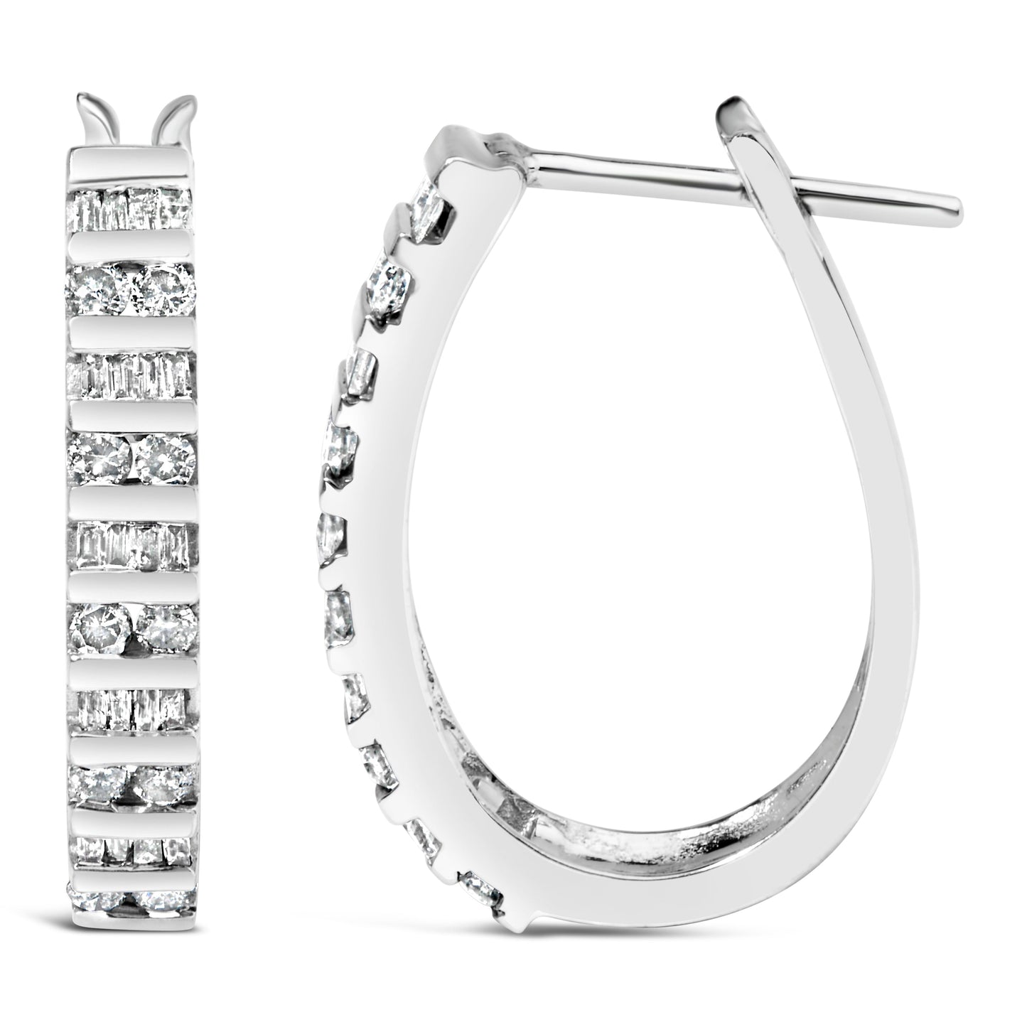 Pendientes U de Oro Blanco de 10K con Diamantes de 1.0 Cttw