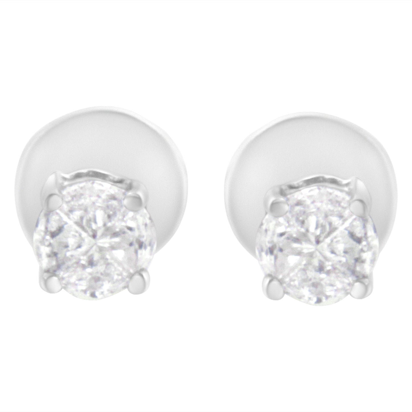 Boucles d'oreilles en diamant solitaire à taille pie en or blanc 14K 1/2 Cttw