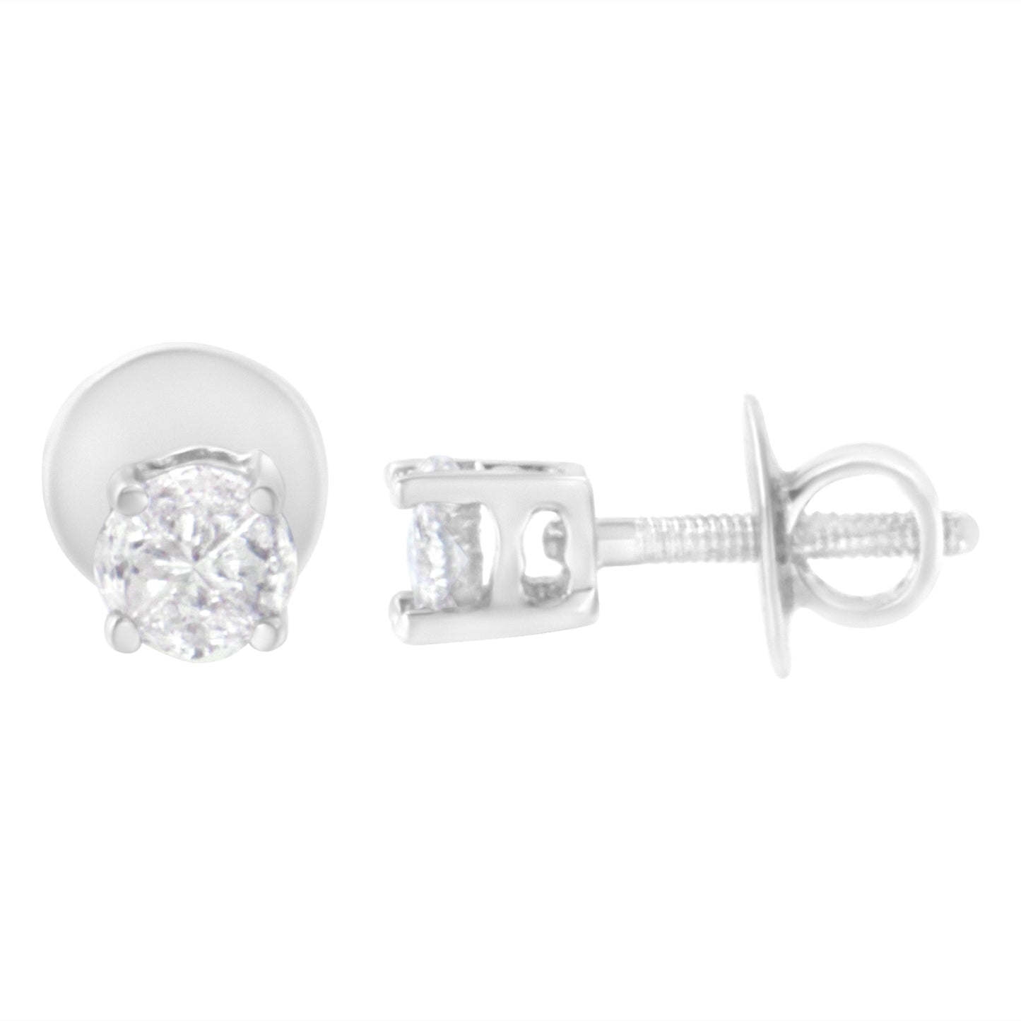 Boucles d'oreilles en diamant solitaire à taille pie en or blanc 14K 1/2 Cttw