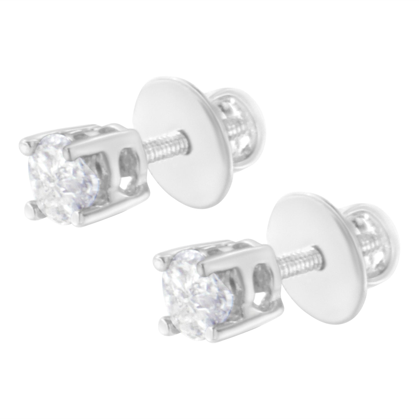 Boucles d'oreilles en diamant solitaire à taille pie en or blanc 14K 1/2 Cttw
