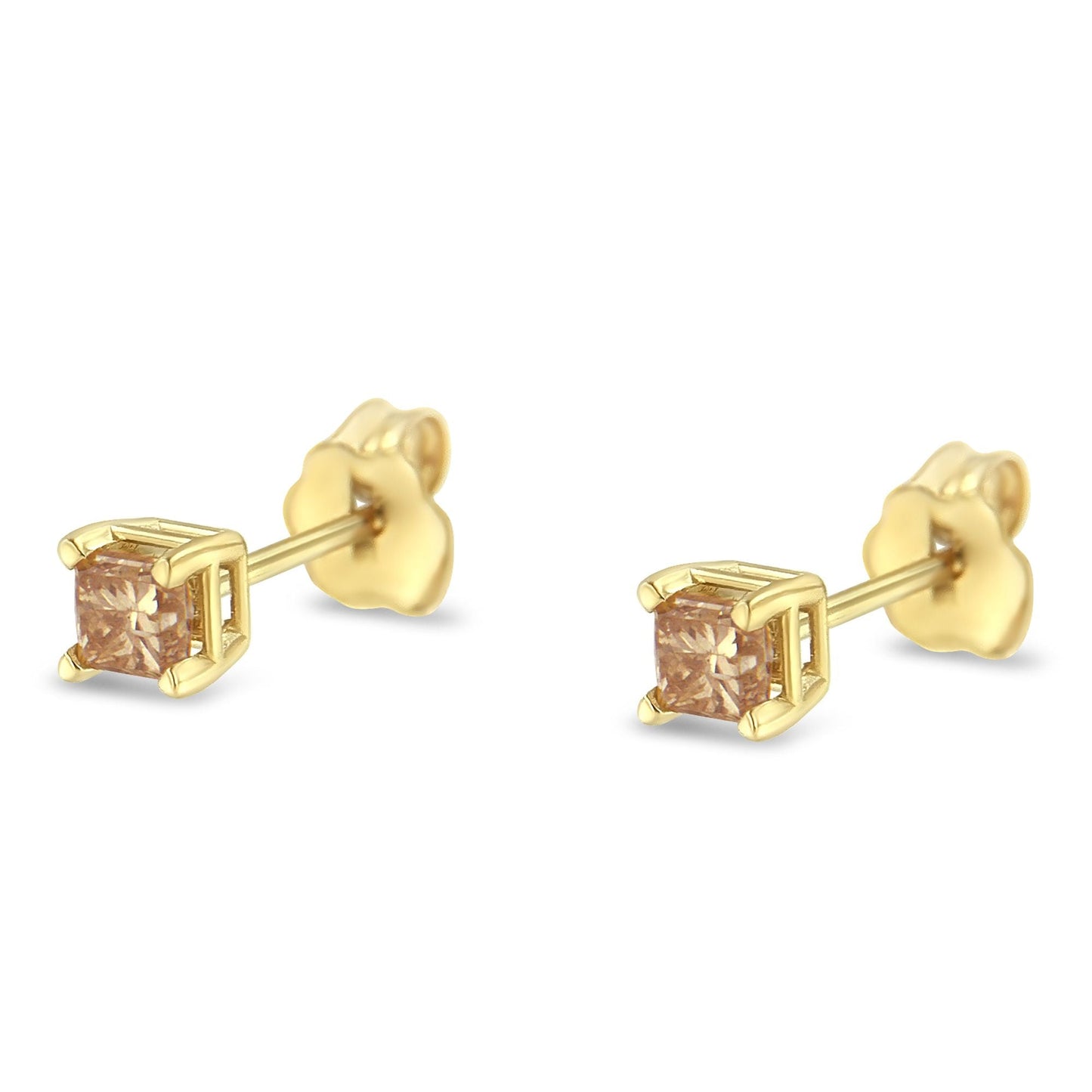 Pendientes de diamante en corte princesa de 3/8 Cttw certificados por IGI en oro de 14K