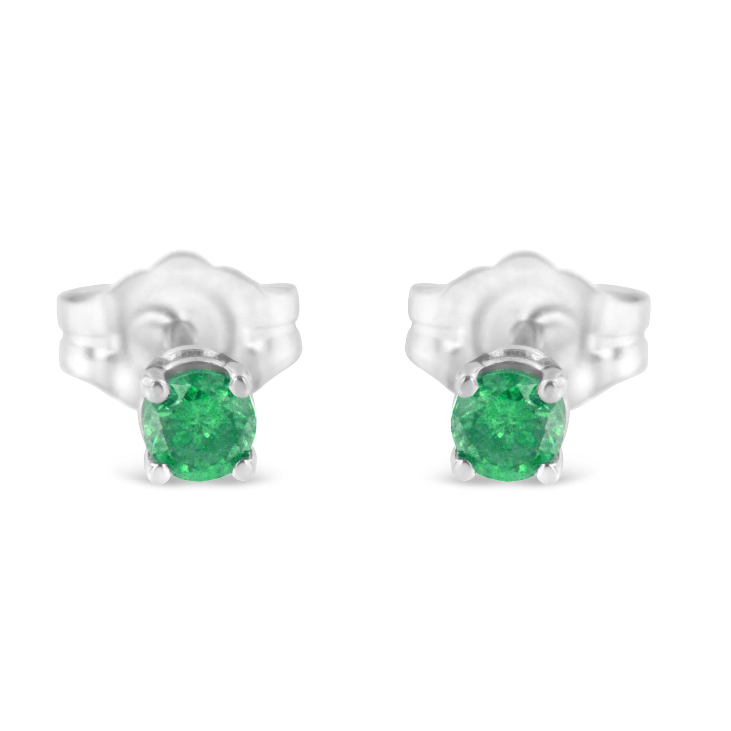Boucles d'oreilles en argent sterling .925 avec diamants verts taille brillant