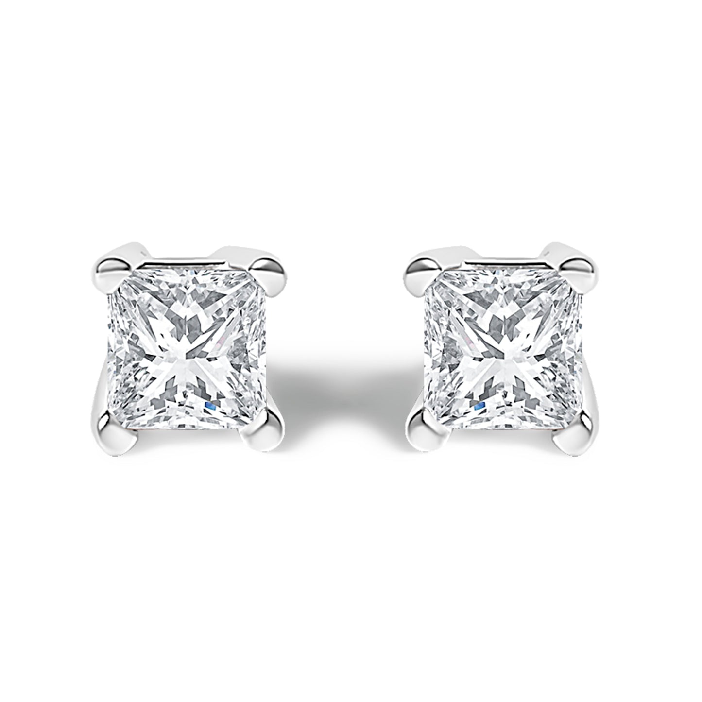 Pendientes de Stud Solitario de Diamante Creado en Laboratorio de Oro Blanco de 14K