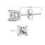 Pendientes de diamante en corte princesa de plata esterlina .925