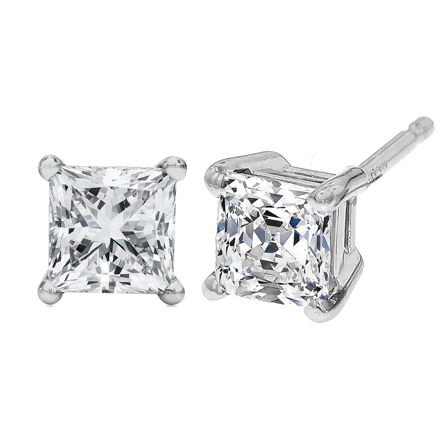 Pendientes de Stud Solitario de Diamante Creado en Laboratorio de Oro Blanco de 14K