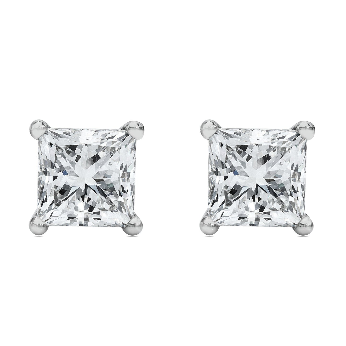 Pendientes de Stud Solitario de Diamante Creado en Laboratorio de Oro Blanco de 14K