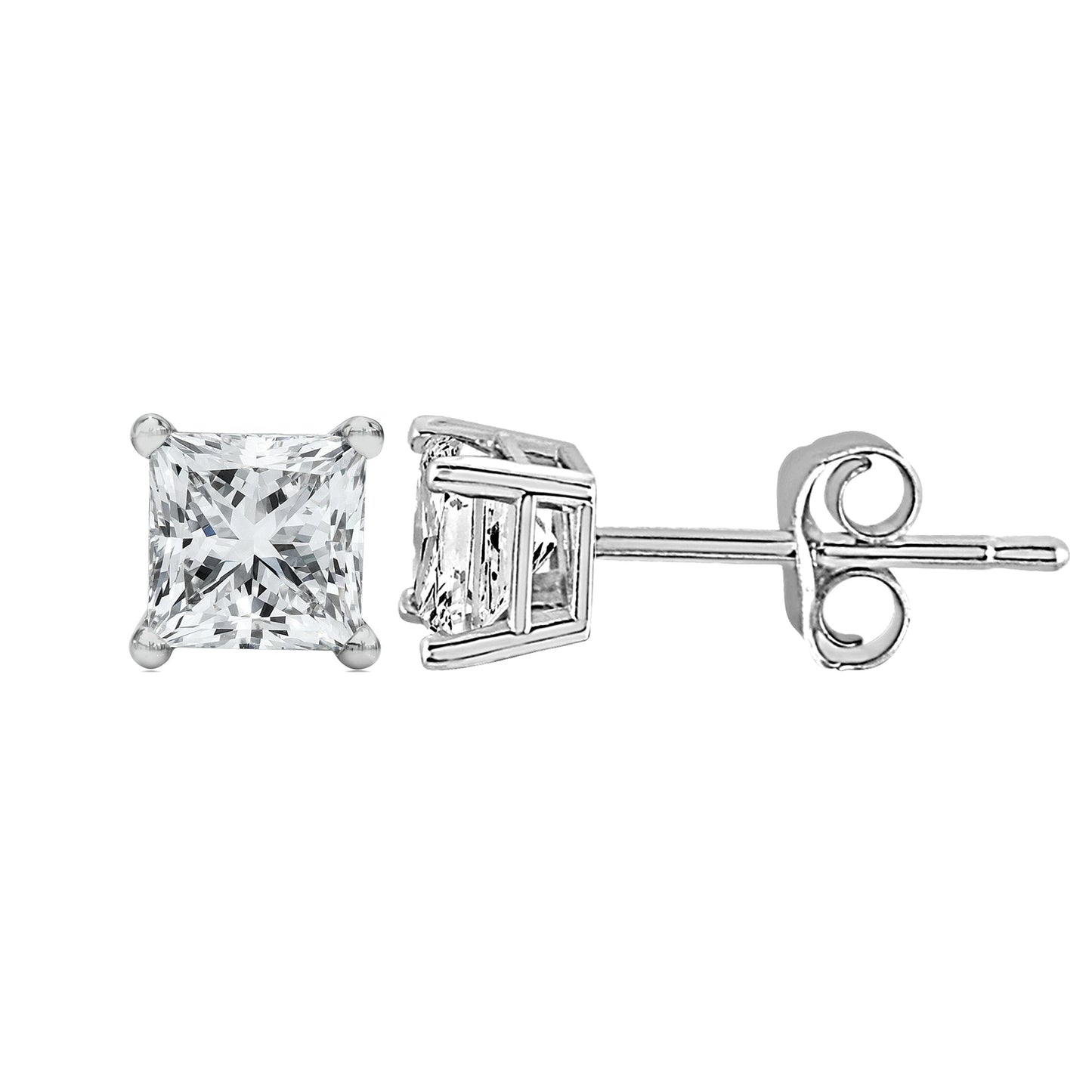 Pendientes de Stud Solitario de Diamante Creado en Laboratorio de Oro Blanco de 14K