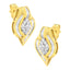 Boucles d'oreilles puces en diamant en cluster taille ronde en or jaune 10K