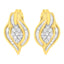 Boucles d'oreilles puces en diamant en cluster taille ronde en or jaune 10K