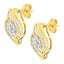 Boucles d'oreilles puces en diamant en cluster taille ronde en or jaune 10K