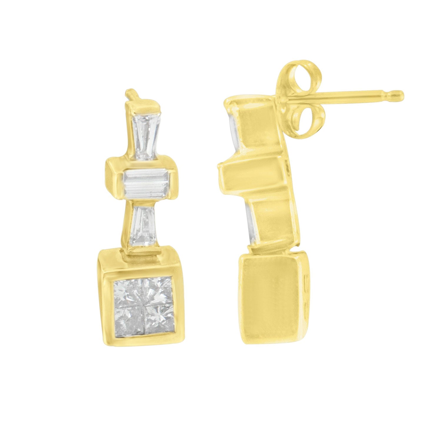 Boucles d'oreilles créoles en diamant en or jaune 14K - 1 1/3 cttw