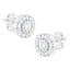 Boucles d'oreilles en or blanc 14k avec halo de diamants