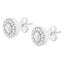 Boucles d'oreilles en or blanc 14k avec halo de diamants