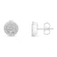 Pendientes de botón en oro blanco de 14 quilates con diamantes en estilo halo de 1/2 Cttw
