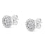 Pendientes de botón en oro blanco de 14 quilates con diamantes en estilo halo de 1/2 Cttw