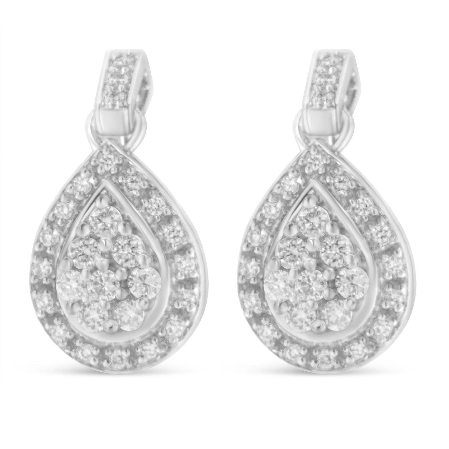 Boucles d'oreilles en diamant taille ronde en or blanc 10k - 0,75 cttw
