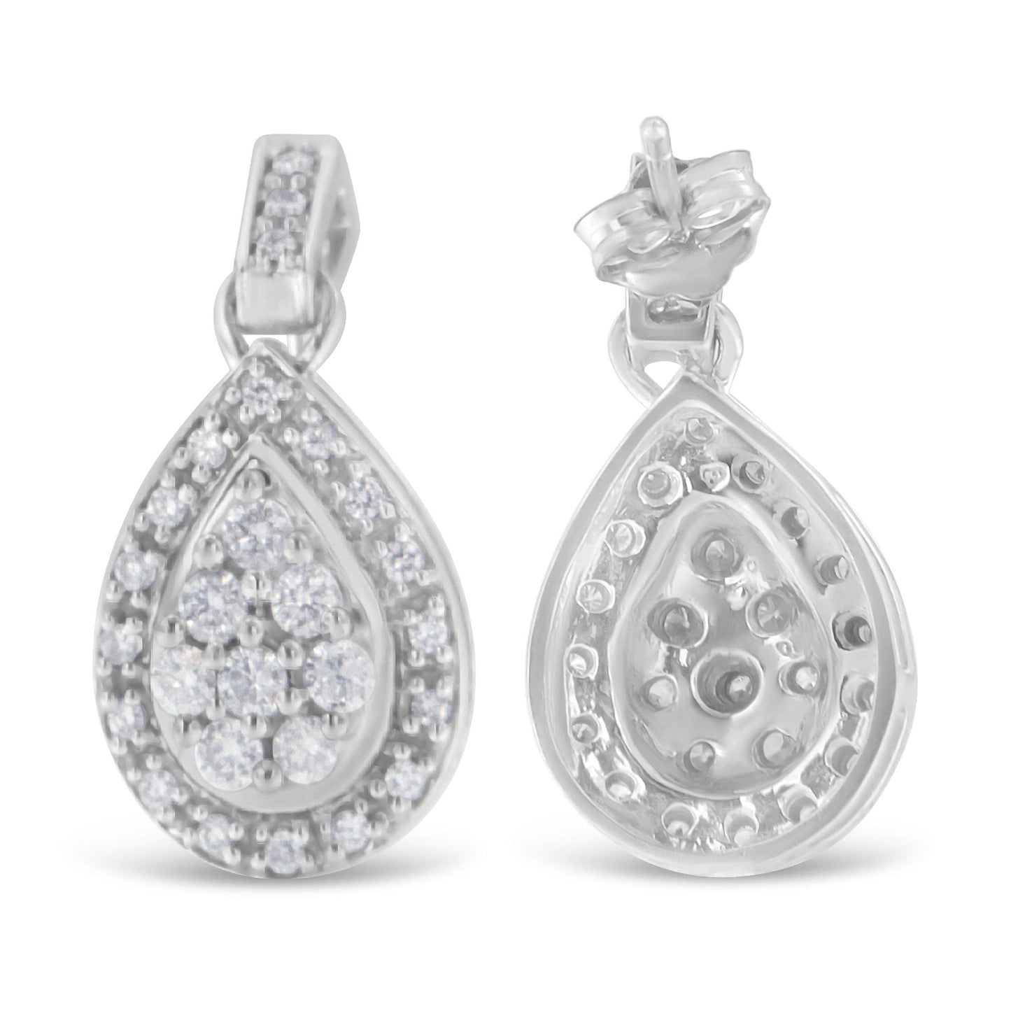 Boucles d'oreilles en diamant taille ronde en or blanc 10k - 0,75 cttw