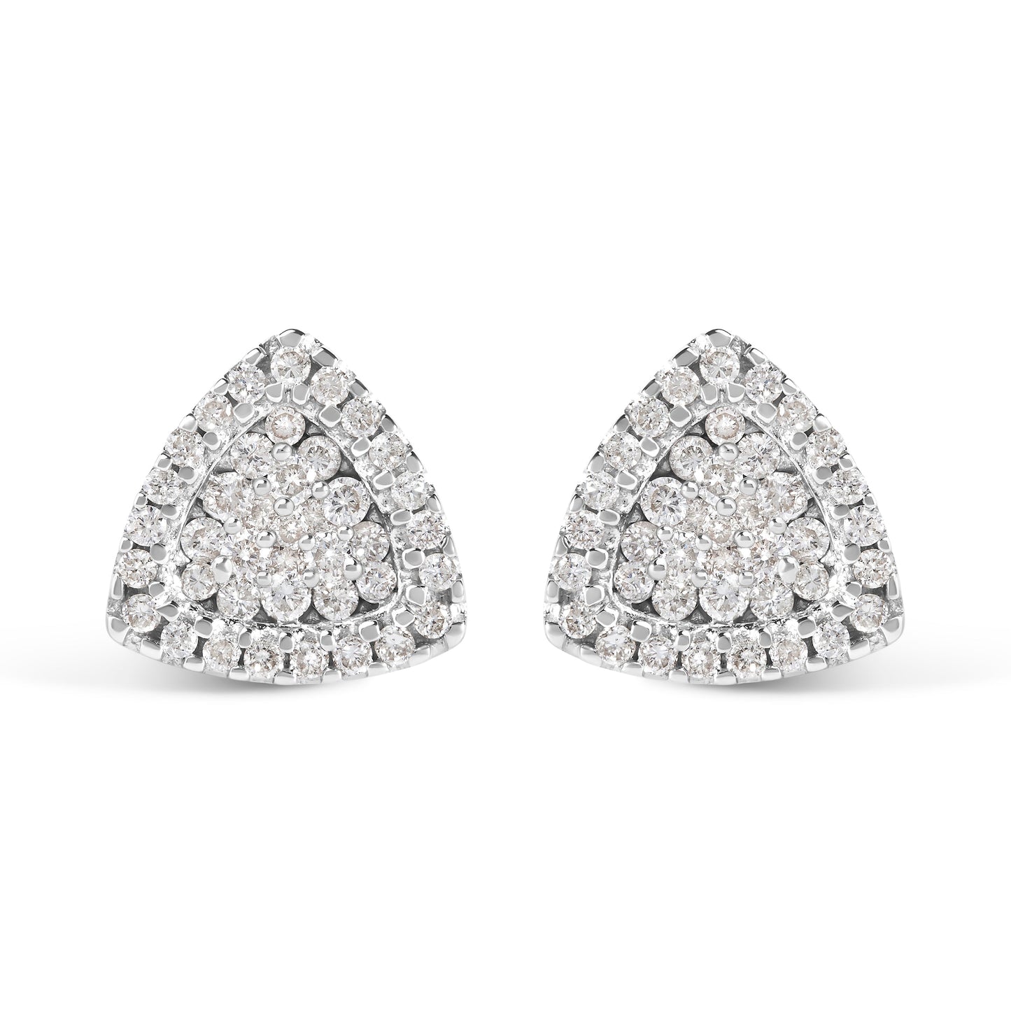 14K White Gold Trillion Shaped Diamond Stud Earrings